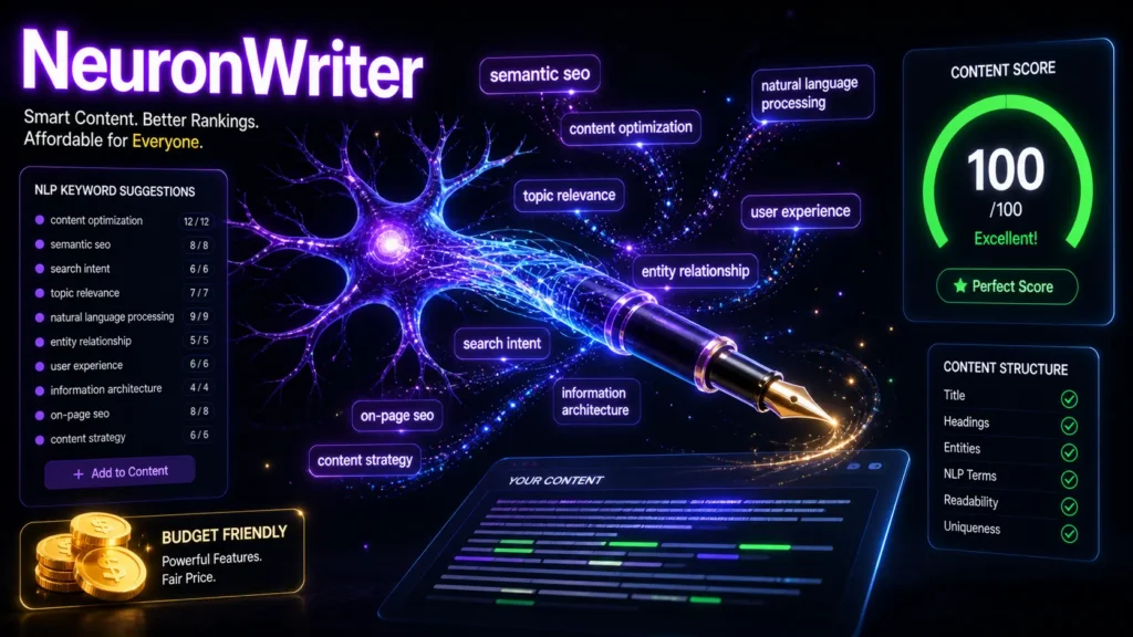 NeuronWriter budget AI content optimization tool for beginners
