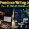 Split-screen transformation showing stressed freelance writer earning low rates transitioning to confident professional earning $1,500-$5,000 per month with ChatGPT, Claude, and Jasper AI tools for Split-screen transformation showing stressed freelance writer earning low rates transitioning to confident professional earning $1,500-$5,000 per month with ChatGPT, Claude, and Jasper AI tools for freelance writing jobs 2026 2026