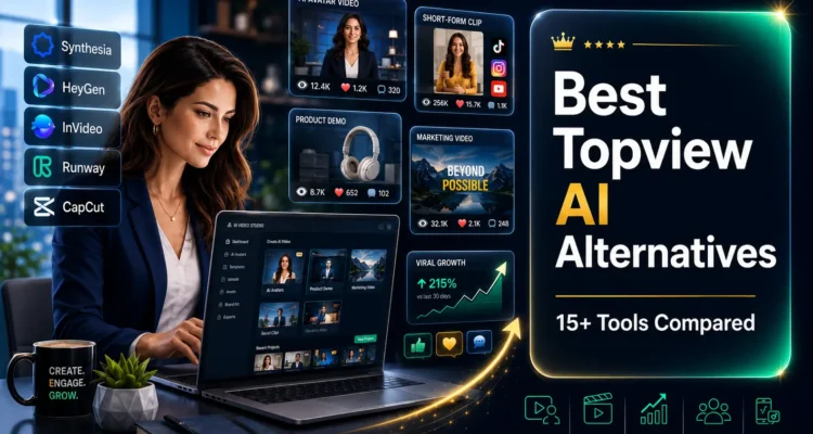 15+ Best Topview AI Alternatives for Creating Viral Videos in 2026 - comparison guide showing different AI video tools for marketers