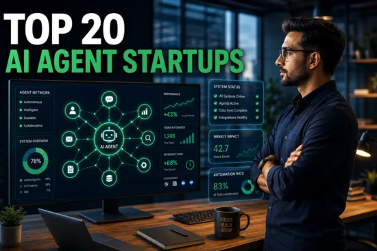 AI agent startups 2026 founder reviewing top 20 companies changing business operations