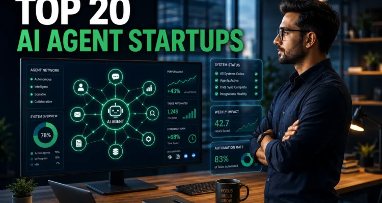 AI agent startups 2026 founder reviewing top 20 companies changing business operations