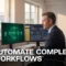 AI agents workflow automation manager reviewing automated business processes and efficiency gains