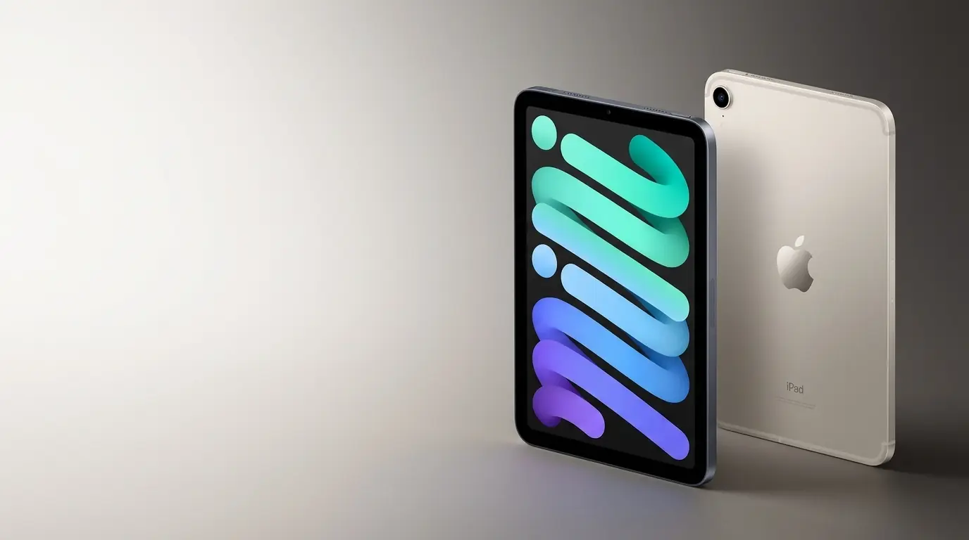 Apple iPad mini 2026 with A20 Pro and OLED display in Midnight and Starlight.